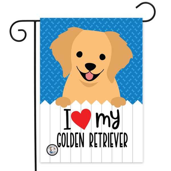 Garden Flag - I Love My Golden Retriever Garden Flag - Golden Retriever - Dog Garden Flag