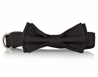 Formal Black Bow Tie Dog Collar - Wedding Attire