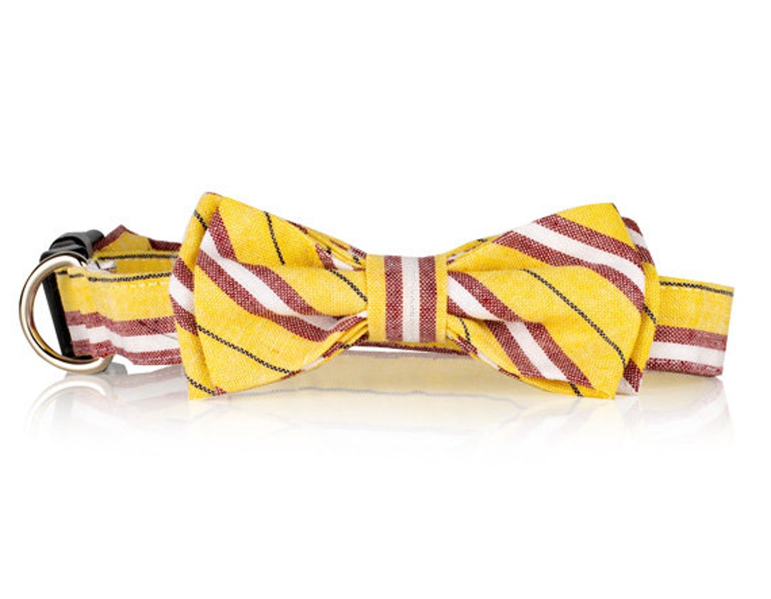Dog Bow Tie Dog Collar Striped Dog Collar Yellow Dog Collar New Dog