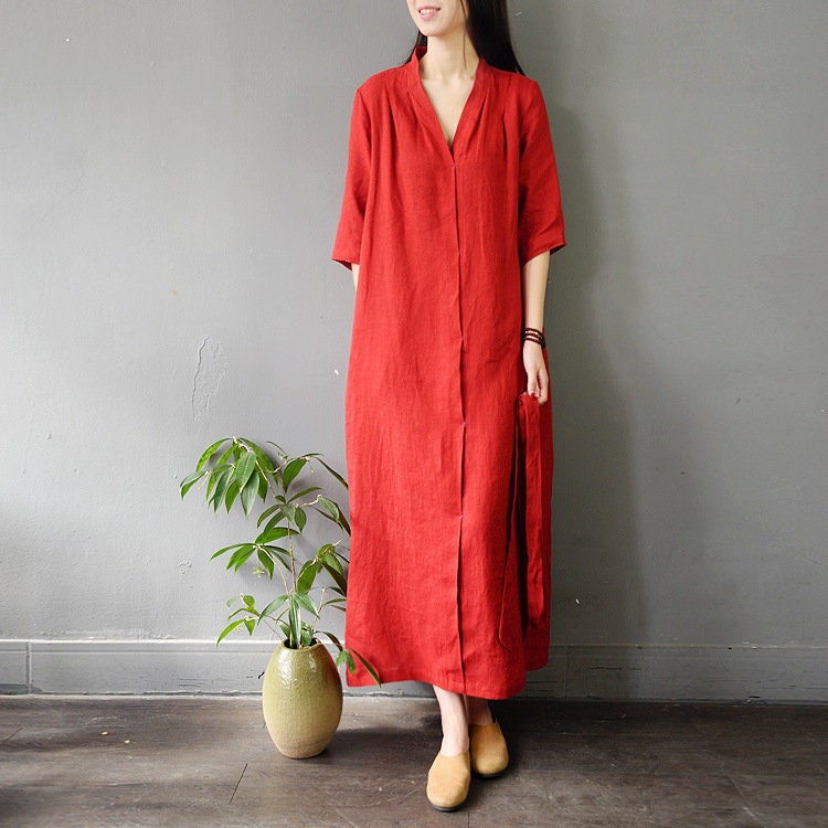 Women Linen Dress Loose Fitting Dresses Women Maxi Dress Long - Etsy