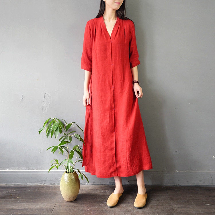 Women Linen Dress Loose Fitting Dresses Women Maxi Dress Long - Etsy