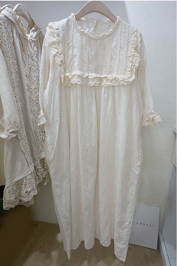 100% Cotton Women Dress Loose Fitting Dresses in Off-White | Etsy