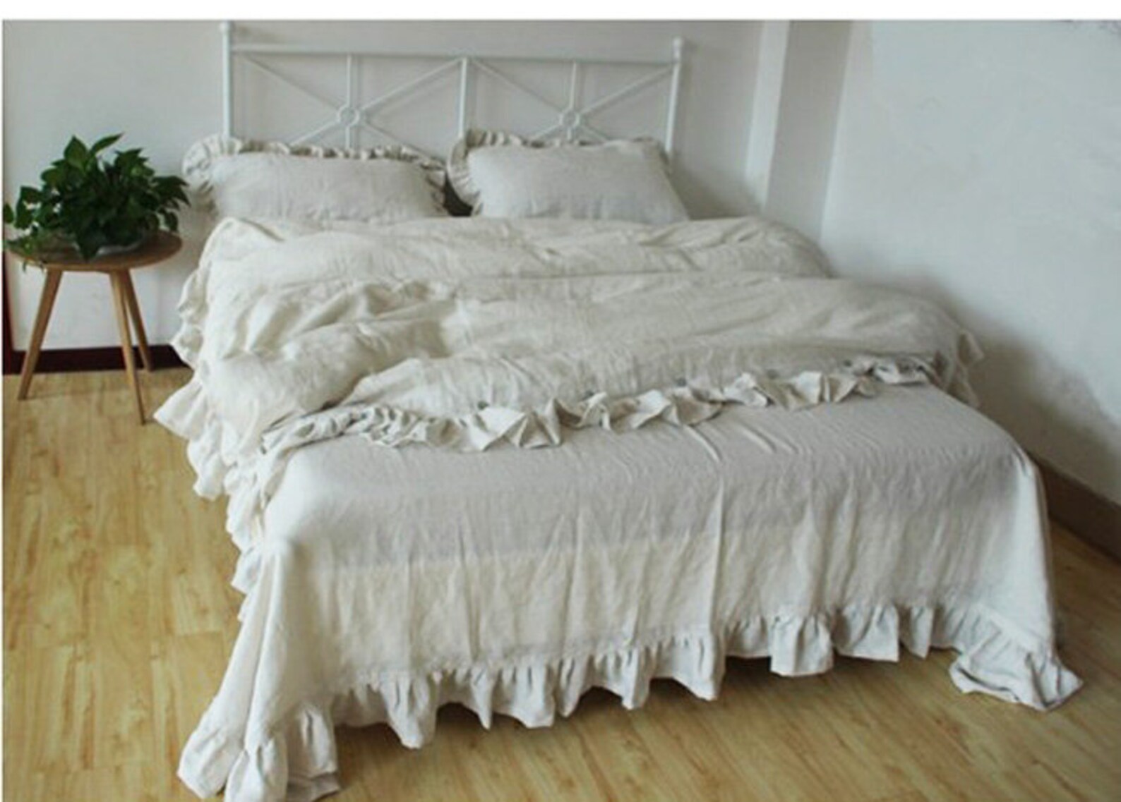 3pcs HEMP Linen Bedding Set King,queen Duvet Cover Set 2 Pillowcases