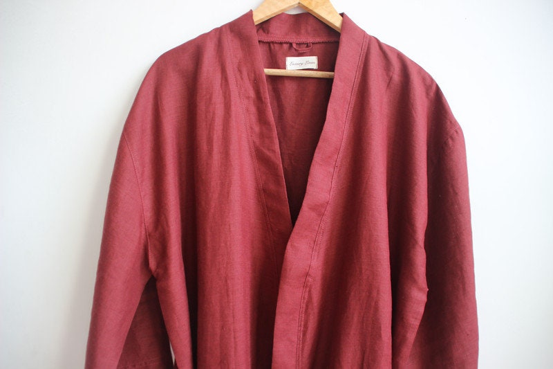 Linen Bathrobe in Five Colours. Dressing Gown for Women Men - Etsy