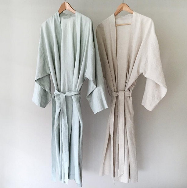 Linen Bathrobe in Five Colours. Dressing Gown for Women Men Etsy