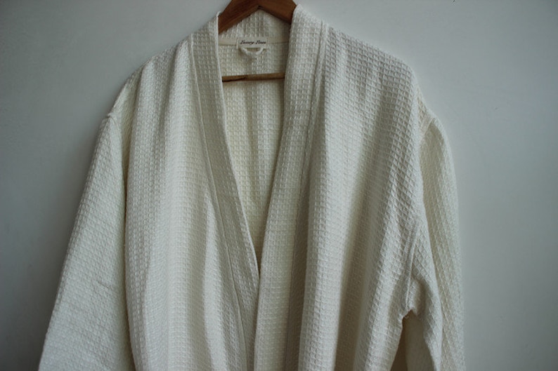 Dressing Gown for Women Lounge Wear Linen Bathrobe in Off-White