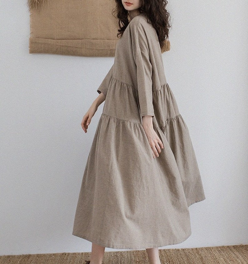 Linen Dress Women Dress Long Sleeve Loose Fitting Dresses - Etsy