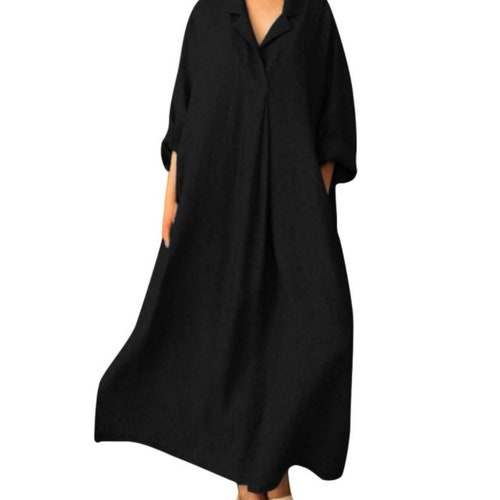 Plus Size Maxi Dress/oversize Black Dress/long Loose - Etsy