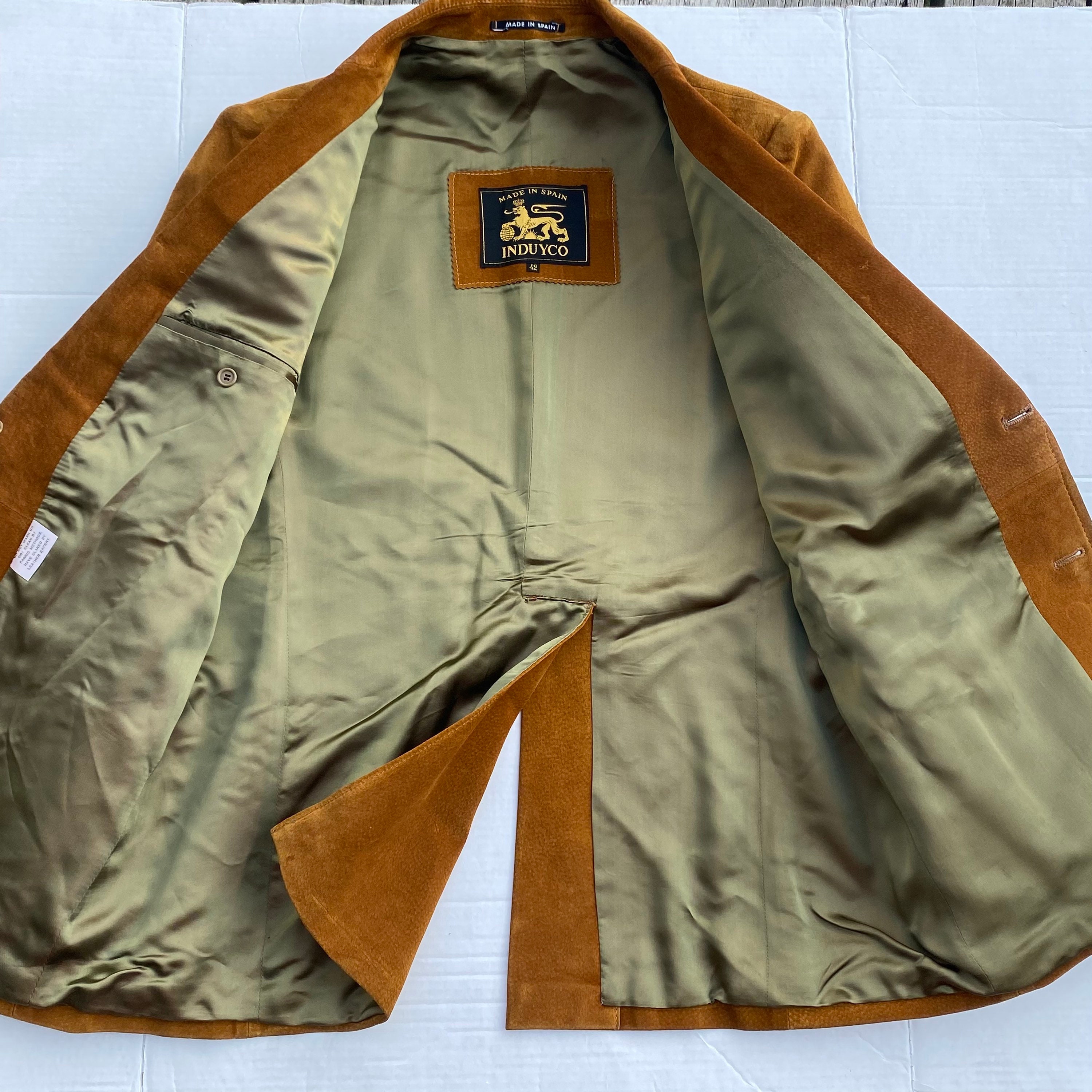 INDUYCO Vintage Blazer 70s Leather Suede Brown Sport Coat | Etsy