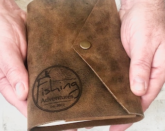 Fishing Journal, Personalised Fishing Log, Gift for Fisherman, Fishing Gifts for Men, Outdoor Activities, Leather Fishing Book