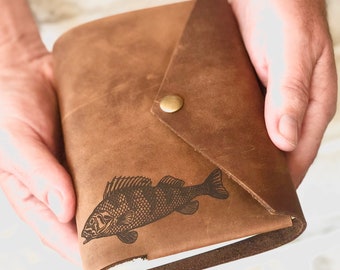 Personalized Leather Fishing Journal: Engraved Fish Logbook Gift