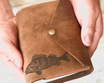 Personalized Gift Fishing Journal, Leather Fishing Log, Gift for Fisherman, Fishing Gifts for Men, Outdoor Activities