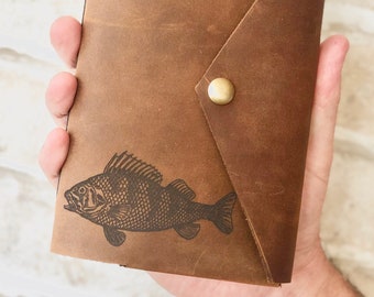 Personalised Fishing Journal, Leather Journal for Men, Fishing Logbook, Gift for Fisherman, Outdoor Activities, Personalized Gift