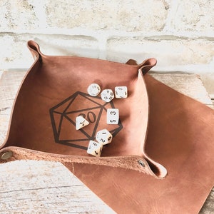DnD Dice Tray, Personalized DnD Gifts, DnD Accessories, Leather Dice Tray, Dice Rolling Tray, RPG Gifts, Dungeons and Dragons Gifts