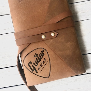 Personalized Leather Guitar Tab Journal: Engraved Songwriting Notebook
