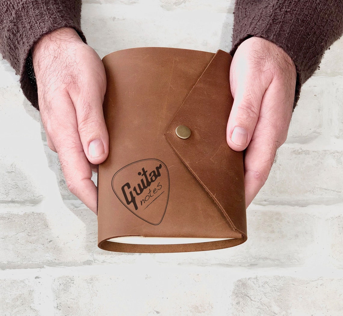 Personalized Leather Guitar Tab Journal: Engraved Songwriting Notebook image 1