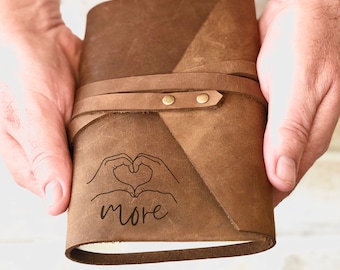 Personalised Leather Journal, 3rd Anniversary Gift, Custom Keepsake Journal, Leather Anniversary Gift,  Engraved Journal, Love You More