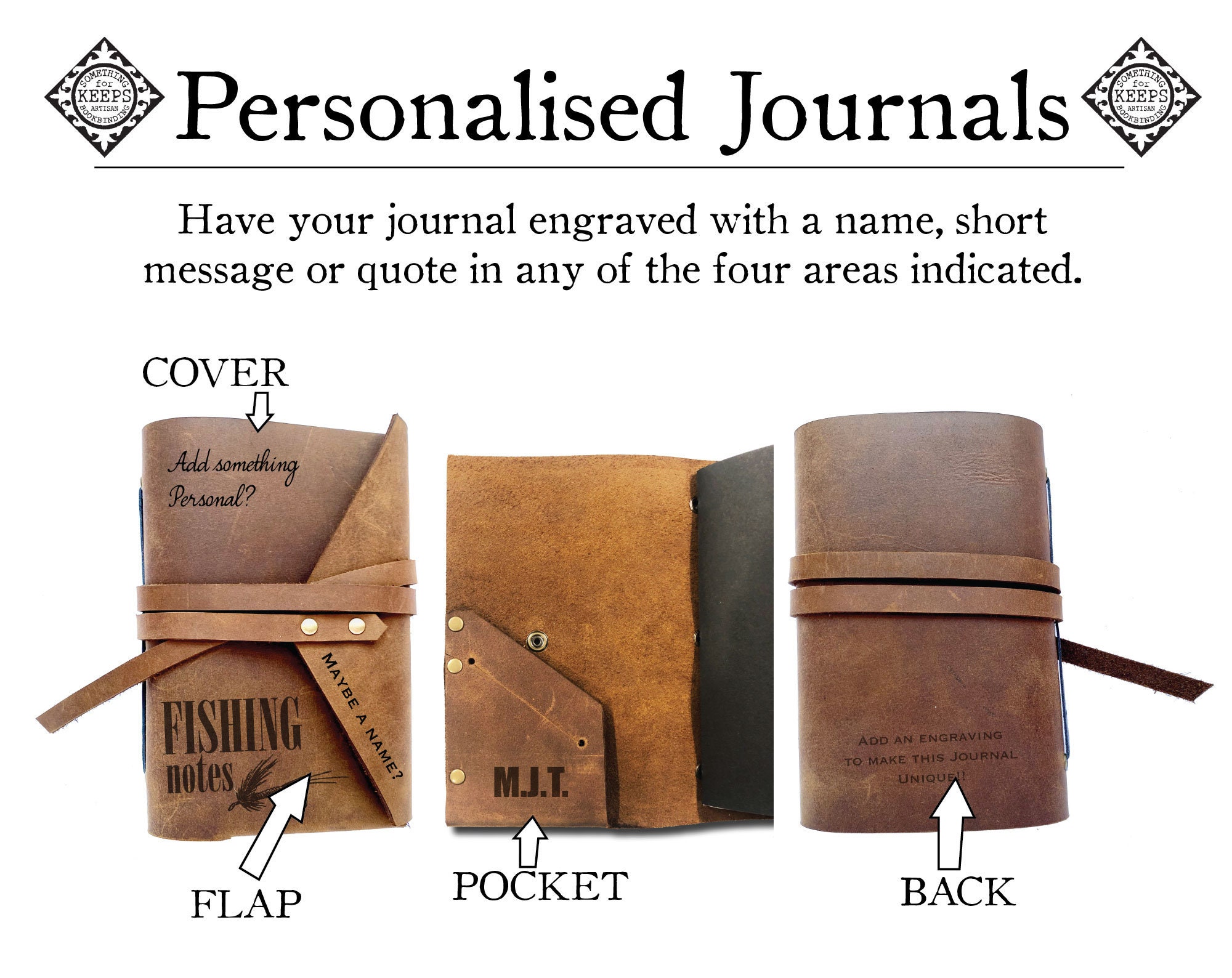 Fly Fishing Journal, Personalised Fly Fishing Gifts, Leather