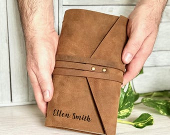 Personalised, Refillable Journal | Handmade Custom Engraved Notebook | Genuine Leather Keepsake
