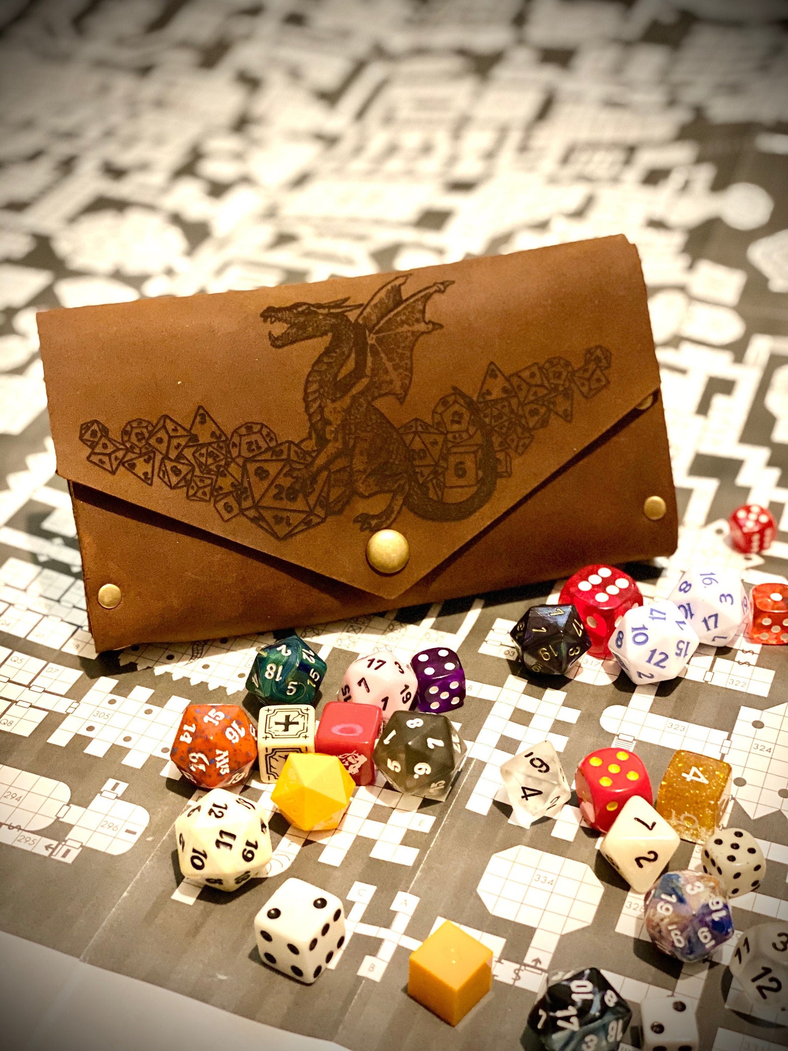 Custom DnD Dice Bag Leather Dice Pouch Dungeons and Dragons Etsy