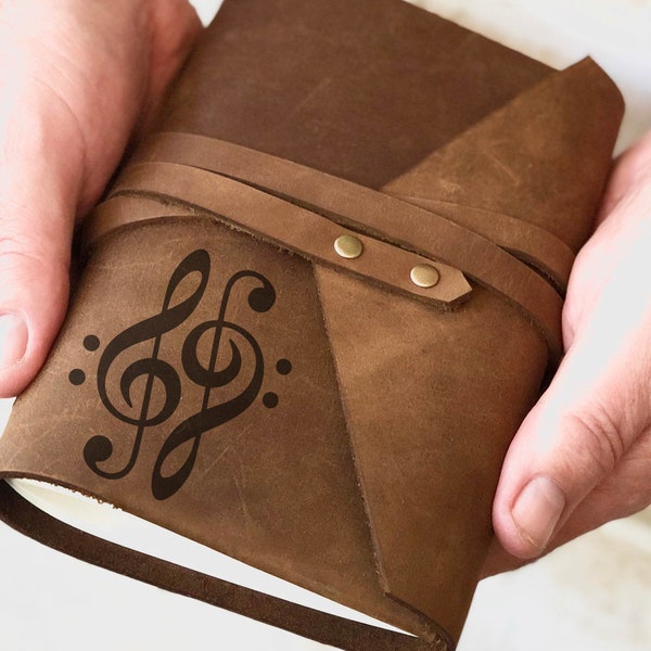 Personalised Songwriters Journal, Leather Composers Notebook, Sheet Music Journal, Music Gifts, Musician Journal, Personalized Gift