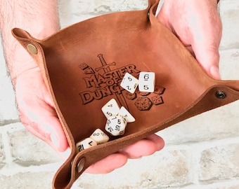 Leather DnD Dice Tray: Personalized Dungeon Master Gift