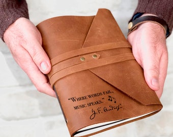 Personalized Leather A5 Music Journal: Songwriting Notebook, Musician Gift