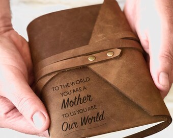 Personalised Leather Journal, Custom Mothers Day Gift, Engraved Leather Notebook for Mum