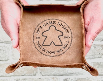 Personalized Leather Dice Tray: Engraved Board Game Accessory