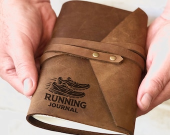 Personalized Leather Running Journal | Refillable Training Logbook | Custom Mileage Tracker Gift for Athlete