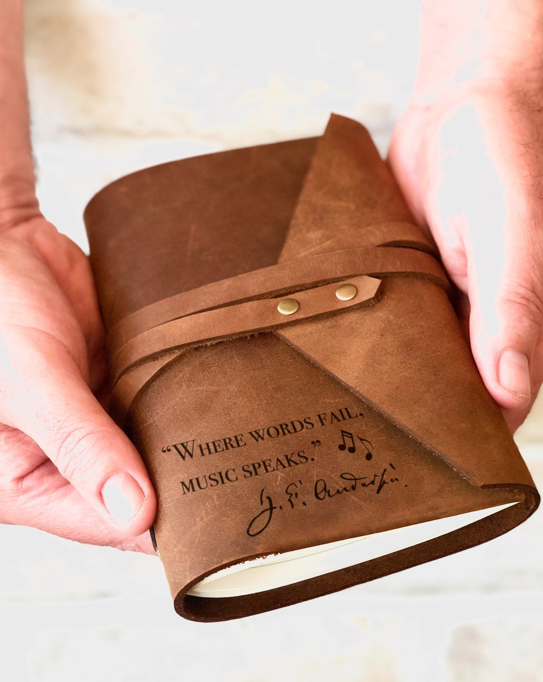 Personalised Songwriters Journal, Leather Sheet Music Notebook