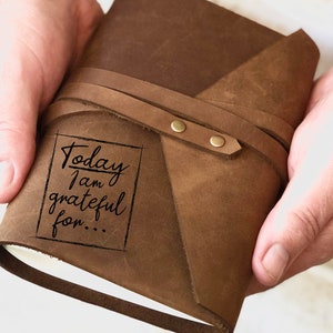 Personalized Leather Gratitude Journal: Engraved Self-Care Gift