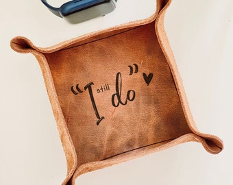 Leather Anniversary Valet Tray: Personalized Catchall Tray, Couples Gift