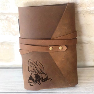 Refillable Garden Journal, Personalised Garden Planner, Leather Journal, Bee Notebook, Gardening Journal, Bee Journal, Field Journal image 8