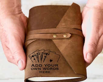 Personalized Leather Card Game Scorebook: Engraved Gaming Notebook