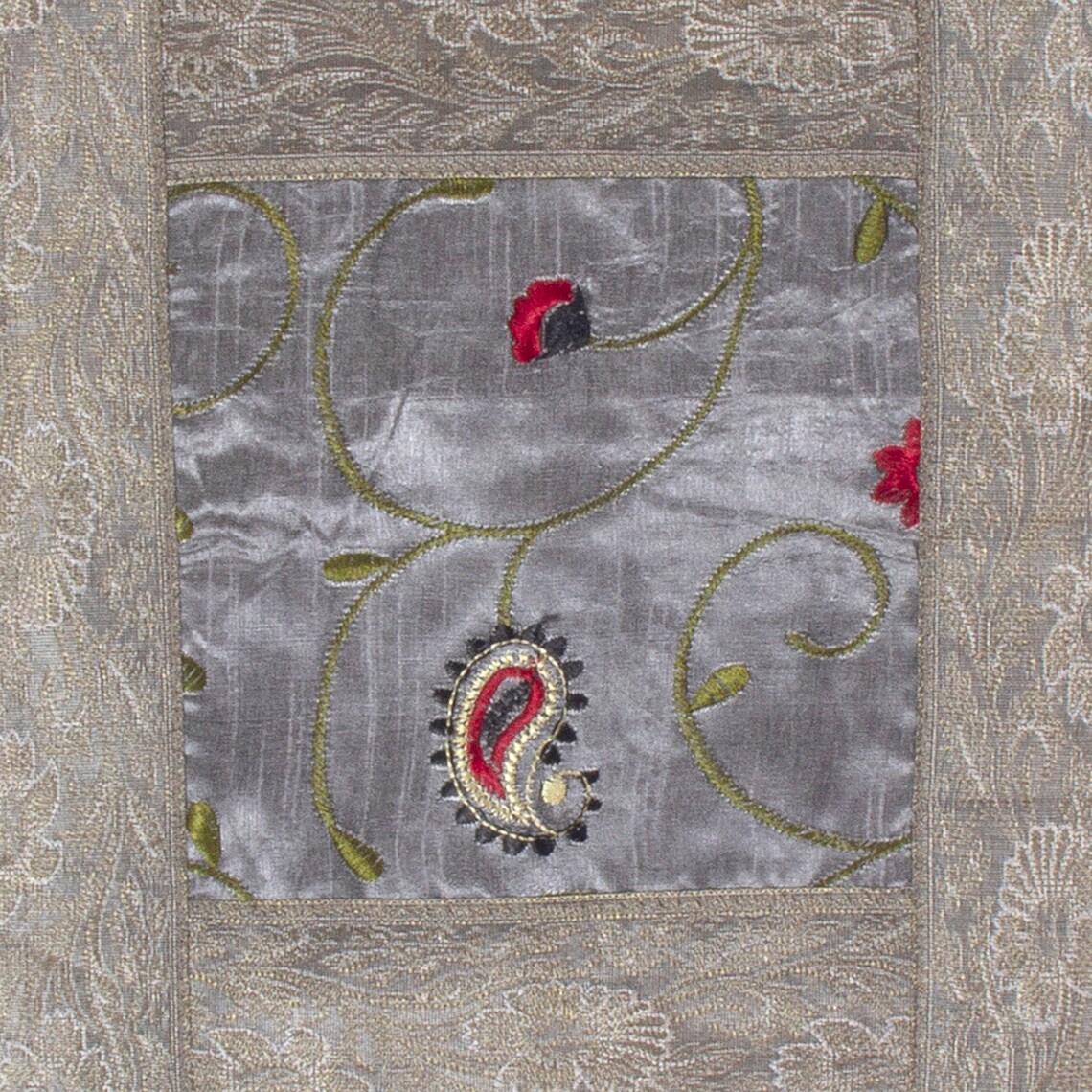 Silk Cushion Cover Floral Printed Grey Color Decorative Etsy