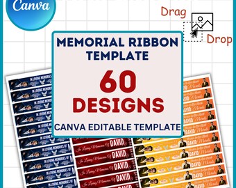60 Memorial Ribbon Template Editable Canva Designs For Funeral Favors