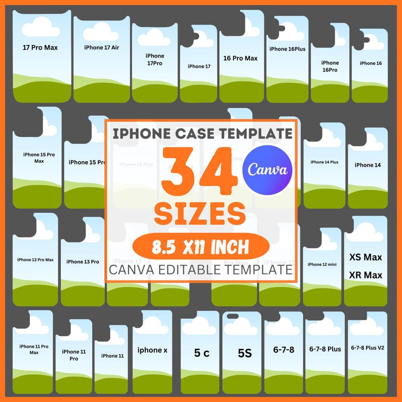 Editable iPhone Case Template Bundle for Canva, Sublimation & SVG ...
