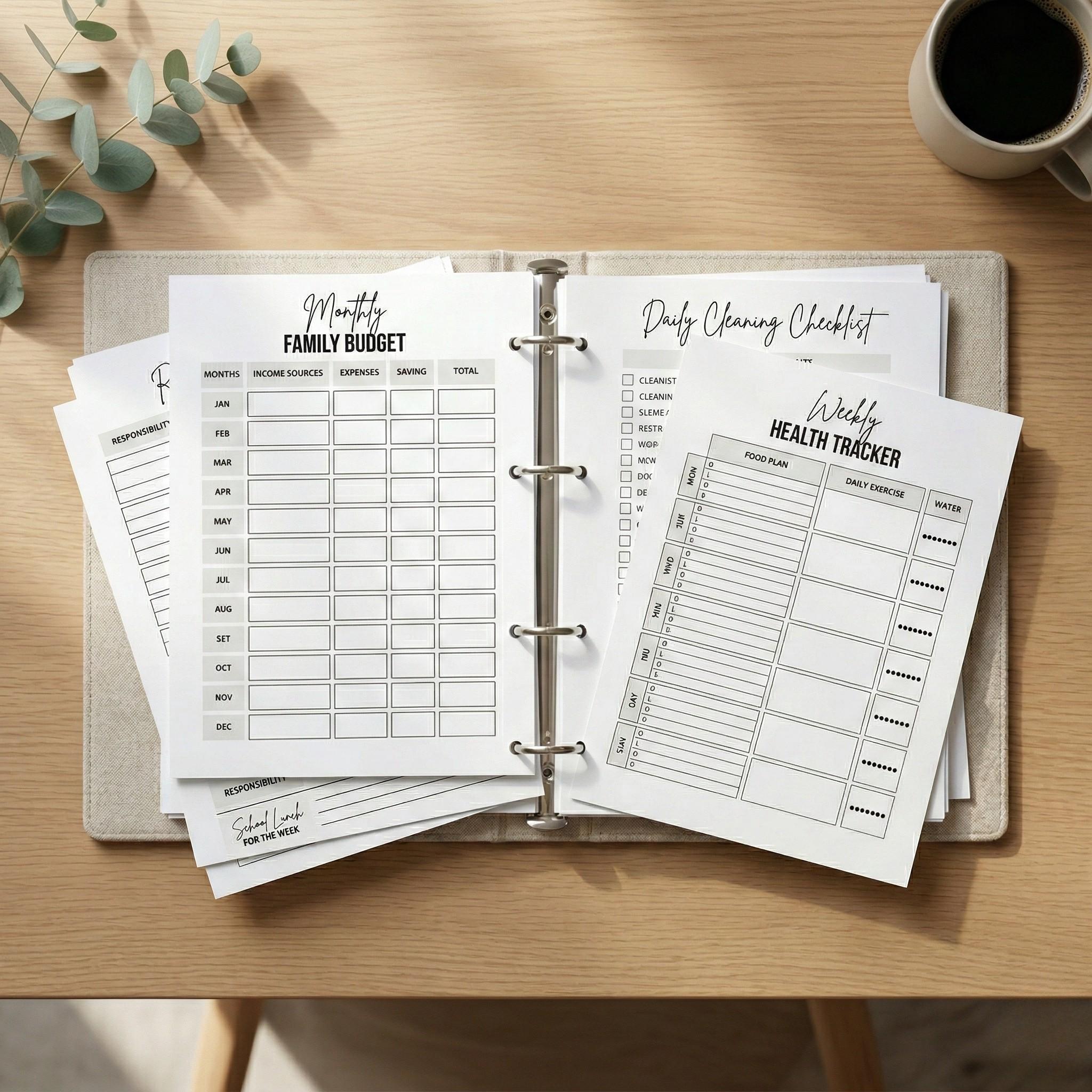 Printable Home Management Binder | Household Organizer | Family Budget ...