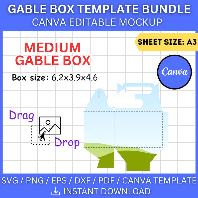 Gable Box Template Bundle | Editable Canva Favor Box - Etsy