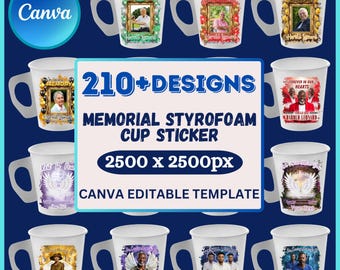 Memorial Styrofoam Cup Sticker Template Editable In Loving Memory Funeral Label Canva