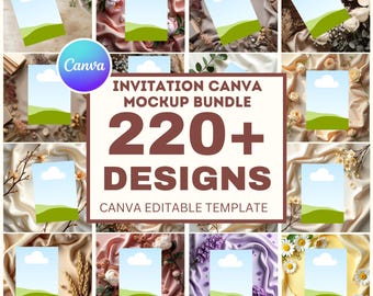 220+ Invitation Canva Mockup Bundle | Editable Card Frame Templates