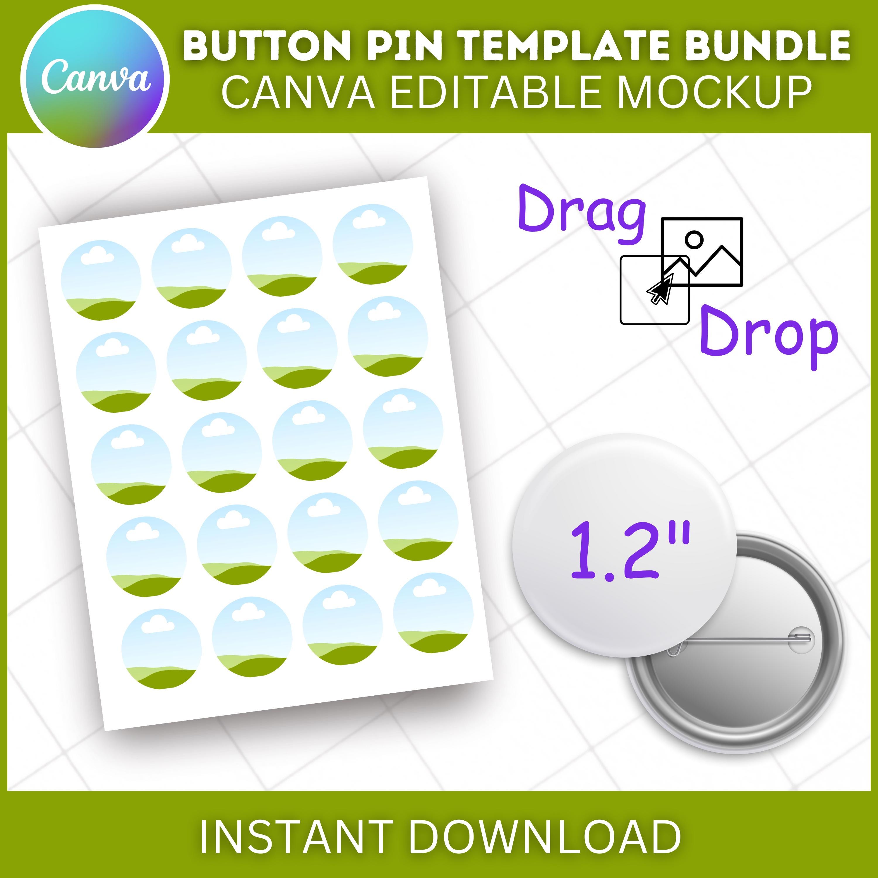 9 Button Pin Template Bundle | Editable Canva Badge Circle Kit - Etsy