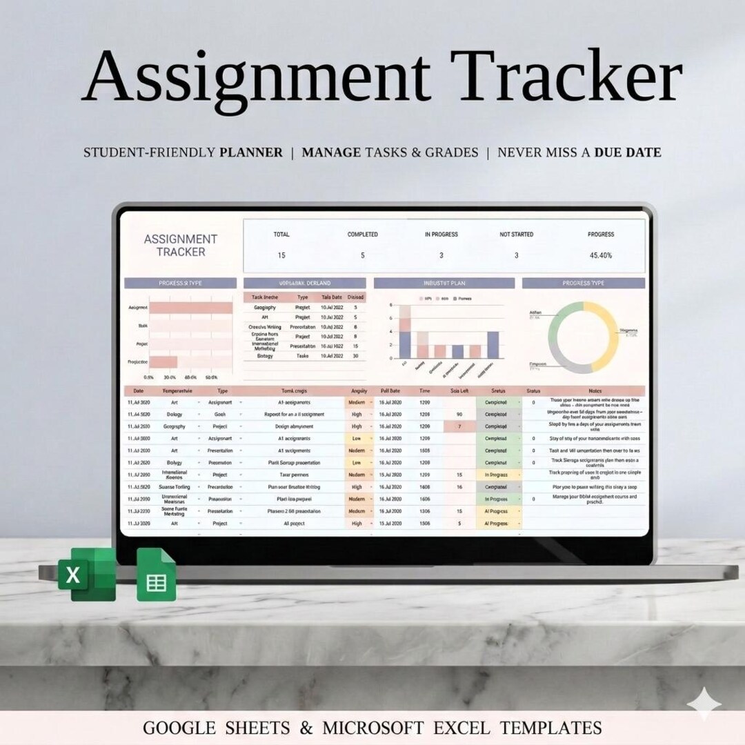 Assignment Tracker Google Sheets | Student Academic Planner Spreadsheet ...
