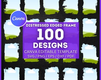 Distressed Edge Frame Canva Template | Torn Bleach Photo Bundle