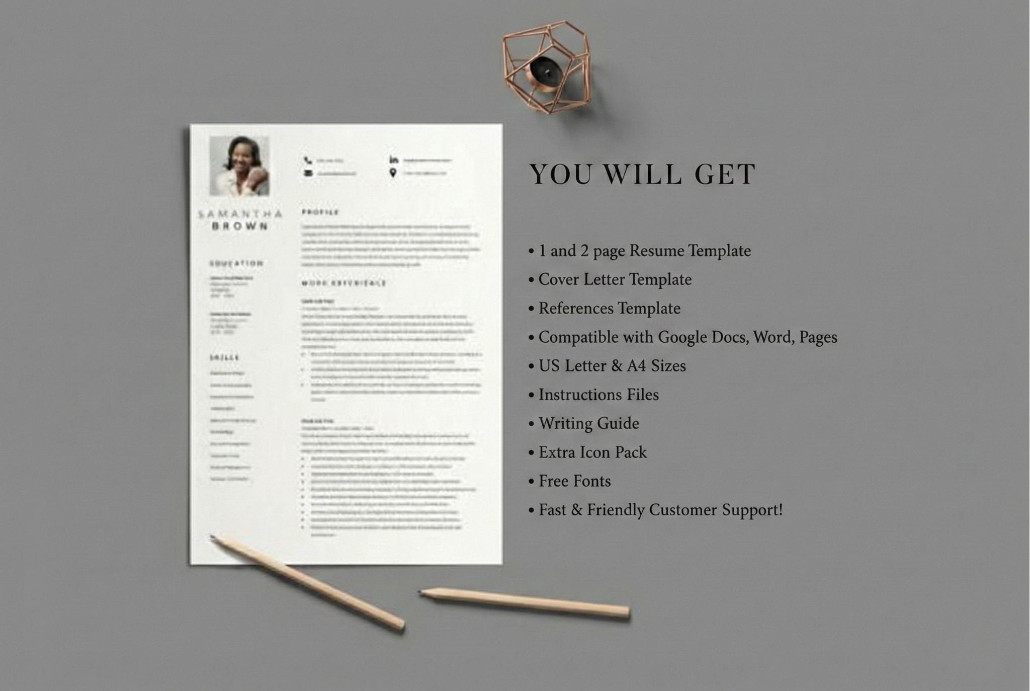 Modern Resume Template With Photo for Word, Google Docs & Pages - Etsy
