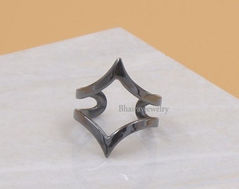 Chevron Splint Ring, 925 Sterling Silver Black Rhodium Ring, Handmade Ring, Splint Ring for Women, Midi Ring, Midi Ring, Splint Ring