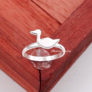 Eendzilveren ring, 925 sterlingzilveren handgemaakte eendsieraden, stapelbare ring, statement ring zilver, minimale ring, midi-ring