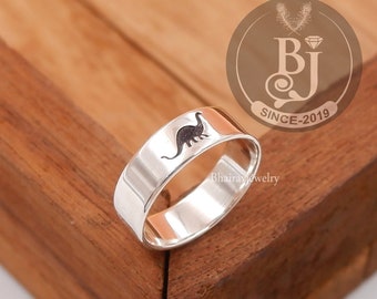 Dinosaur Silver Ring, 925 Sterling Silver Brachiosaurus Jewelry, Engraving Ring, Dinosaur Engraved Ring Jewelry, Engraved Silver Ring