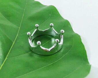 Handmade Sterling Silver Crown Ring: Princess Jewelry